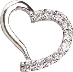 Pendentif en argent et zircons - forme de Cœur