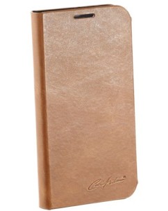 Étui folio en cuir véritable avec range-cartes pour Galaxy S4 - Brun