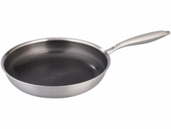 Poêle antiadhésive en acier inoxydable Ø 28 cm vue de 3/4 haut