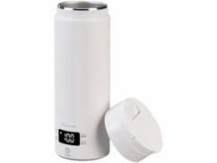 Bouilloire de voyage 500 ml et gourde isotherme vue de face avec bouchon dévissé