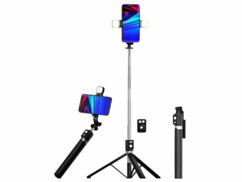 Trépied smartphone et perche à selfie 170 cm avec déclencheur à distance et éclairage LED