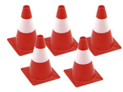 Pack de 5 cônes de signalisation rouge et blanc - 30 cm