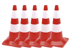 Pack de 5 cônes de signalisation rouge et blanc - 50 cm