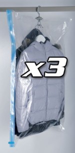 Lot de 3 housses sous vide avec cintre 70 x 100 cm