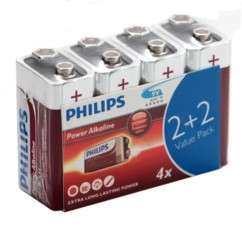 Pack de 4 Piles bloc 9V Philips