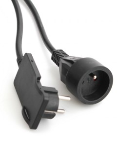 Rallonge avec fiche plate Noir - 5m