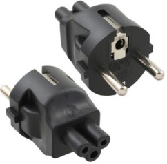 adaptateur prise secteur 230v 2 poles + terre vers iec trefle