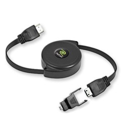 cable hdmi 150cm retractable avec adaptateur mini hdmi micro hdmi