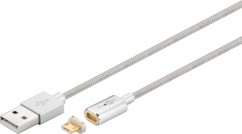 cable usb micro usb blanc 1,2m magnétique avec fiche détachable goobay