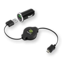 chargeur micro usb avec cable retractable retrak avec adaptateur 12v 2.1a charge rapide retrak euchgtabc