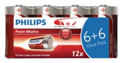Piles alcalines LR14 Type C Philips - Pack de 12