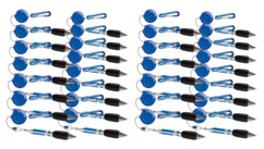 30 stylos zip avec câble enrouleur et mousqueton