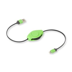 Câble USB vers Lightning vert rétractable Retrak.