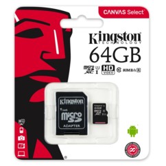 Carte Micro SD avec adaptateur Kingston Canvas Select 64 Go