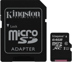 Carte Micro SD avec adaptateur Kingston Canvas Select 64 Go