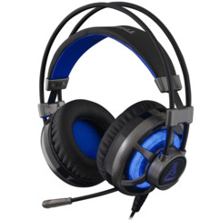 casque gaming bleu electrique avec extra bass et micro g-lab korp selenium