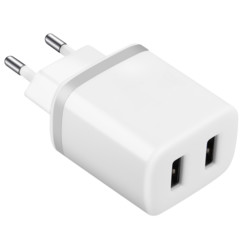 Chargeur USB secteur 2x 2,4 A - Blanc