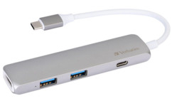 hub usb tyce c avec 2 ports usb 3.0 et port HDMI jusqu'à 4k verbatim en aluminium