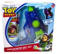 pack pistolet a eau avec cible buzz l'éclair toy story avec gel douche 150 ml