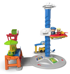 Pack jouet électronique L'aéroport sonore Little People avec deux figurines, avion et plateforme de jeu