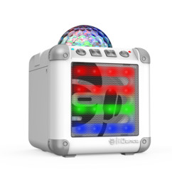 mini enceinte bluetooth avec stoboscope multicolore idance cm3 blanc