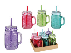 pack de 6 verres retro avec couvercles et paille rouge vert bleu violet