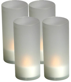 Pack de 4 bougies chauffe-plat à LED avec photophore
