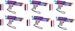 Pack 6 pistolets de poches pliable Nerf Rebelle Mini Mischief Secrets & Spies de la marque Hasbro avec dragonne et 2 fléchettes chacun