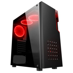 boitier pc gaming njoy santinel 4 ventilateur atx matx 7 baies eclairage led rouge