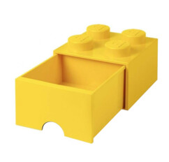 Tiroir LEGO jaune pour ranger des petits objets.