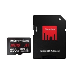 Carte Micro SDXC Strontium Nitro A1 256 Go avec adaptateur SD.