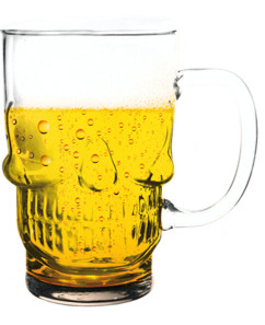 choppe de bière forme tete de mort capacité 70cl gothique rockeur