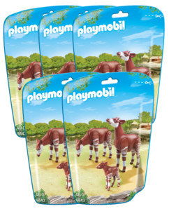 Jouet Playmobil collection Le Zoo - Couple d'Okapis et leur bébé (n° 6643) - x5