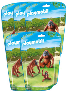 Jouet Playmobil collection Le Zoo - Couple d'Orang-Outans et leur bébé (n° 6648) - x5