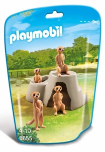 Jouet Playmobil collection Le Zoo - Couple de Suricates et leurs bébés (n° 6655)