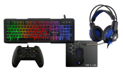 pack pc gaming 5 objets avec manette USB clavier usb keyz 130 souris kult 120 casque korp xenon tapis de souris pack combo palladium glab