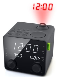 mini radio reveil cube avec projection heure double reveil chargeur usb muse m189p