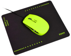 Souris optique USB Neon avec tapis - Jaune fluo