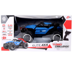 Packaging de la voiture radiocommandée 4x4 Buggy bleu Cross County de MGM Jouets.
