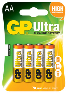 pack de 4 piles gp ultra format aa lr6 alcaline sans mercure