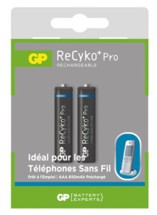 Accumulateurs AAA 650mAh spécial DECT ReCyko+ Pro - x2