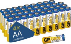 Piles AA lot de 40 piles GP Ultra plus batteries alcalines AA LR06 1.5v longue durée