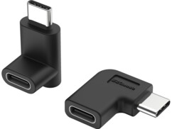 2 mini adaptateurs USB-C vers USB-C coudés droite + haut/bas de la marque EZQuest