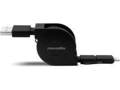 Câble rétractable Lightning/Micro-USB vers USB-A 1 m de la marque Novodio Extend