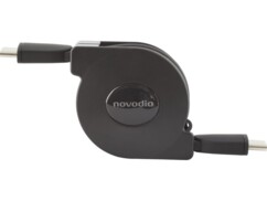 Câble de chargement et synchronisation rétractable USB-C vers USB-C 1 m coloris noir de la marque Novodio