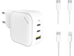 Chargeur secteur 4 ports USB-A/USB-C 100 W C-Charge 100 GaN avec 2 câbles USB