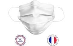 Lot de 10 masques lavables 3 plis 4 couches, blancs