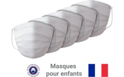 Lot de 5 masques lavables recyclables enfant, blancs
