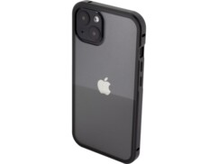 Coque de protection intégrale pour iPhone 14 avec bumper coloris noir et transparent de la marque Novodio