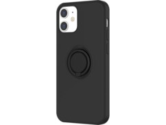 Coque en silicone magnétique pour iPhone 12 Mini - Noir / Avec anneau